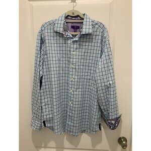 Egara Button Down Shirt XL Long Sleeve Non Iron Modern Fit Collared Blue Purple